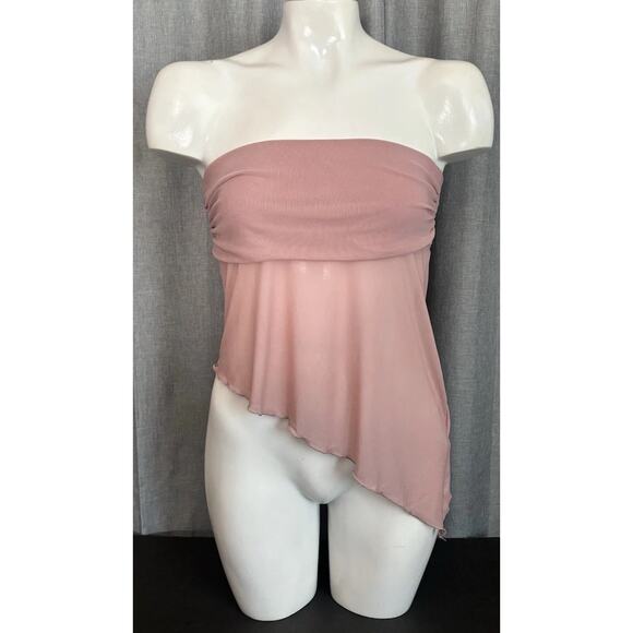 Urban Outfitters UO NWT Y2K Asymmetrical Sheer Tube Top Pink Small - Picture 1 of 16